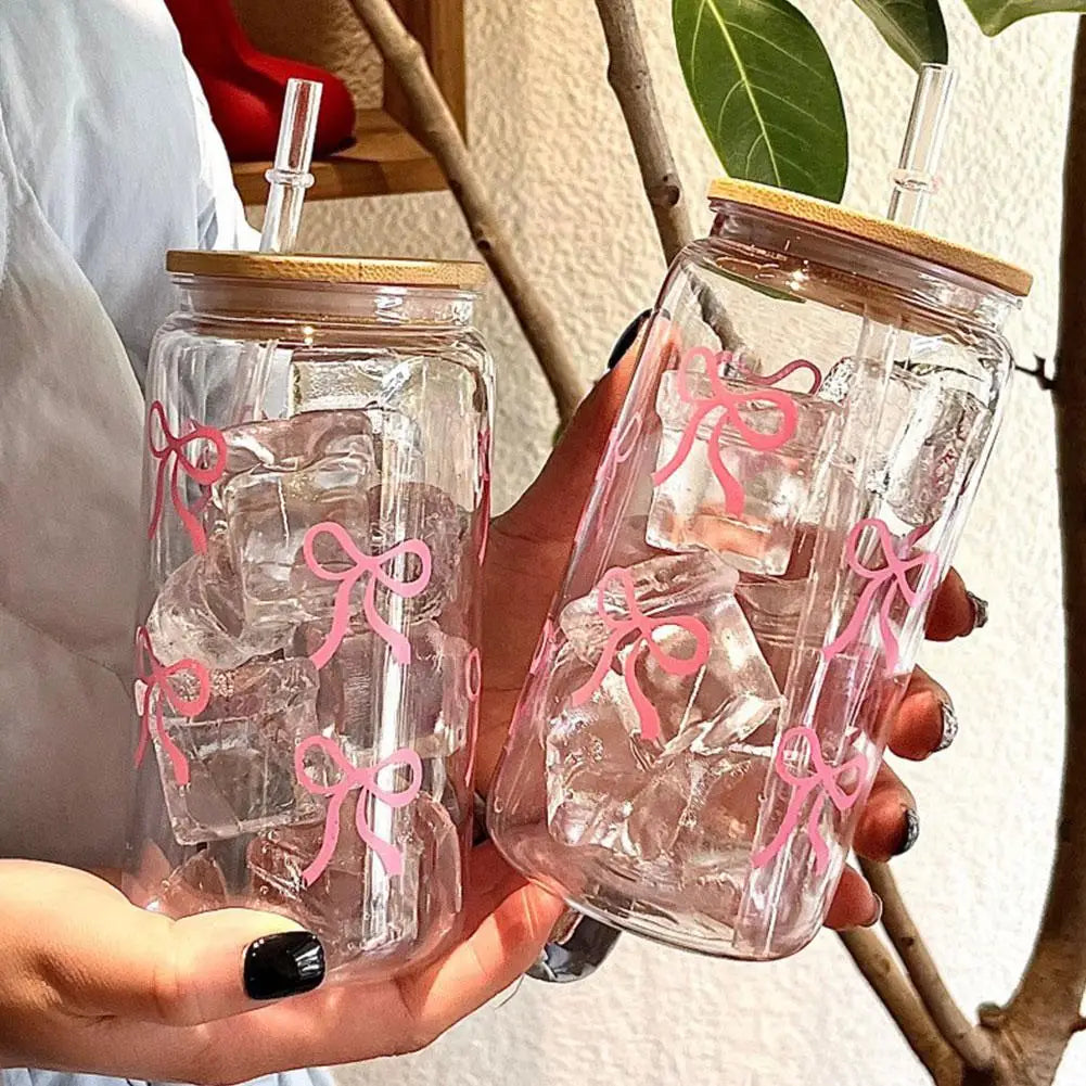 Pink Bow Aesthetic Drinking Cup