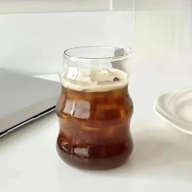 Modern Borosilicate Glass Coffee Cup with Straw & Lid