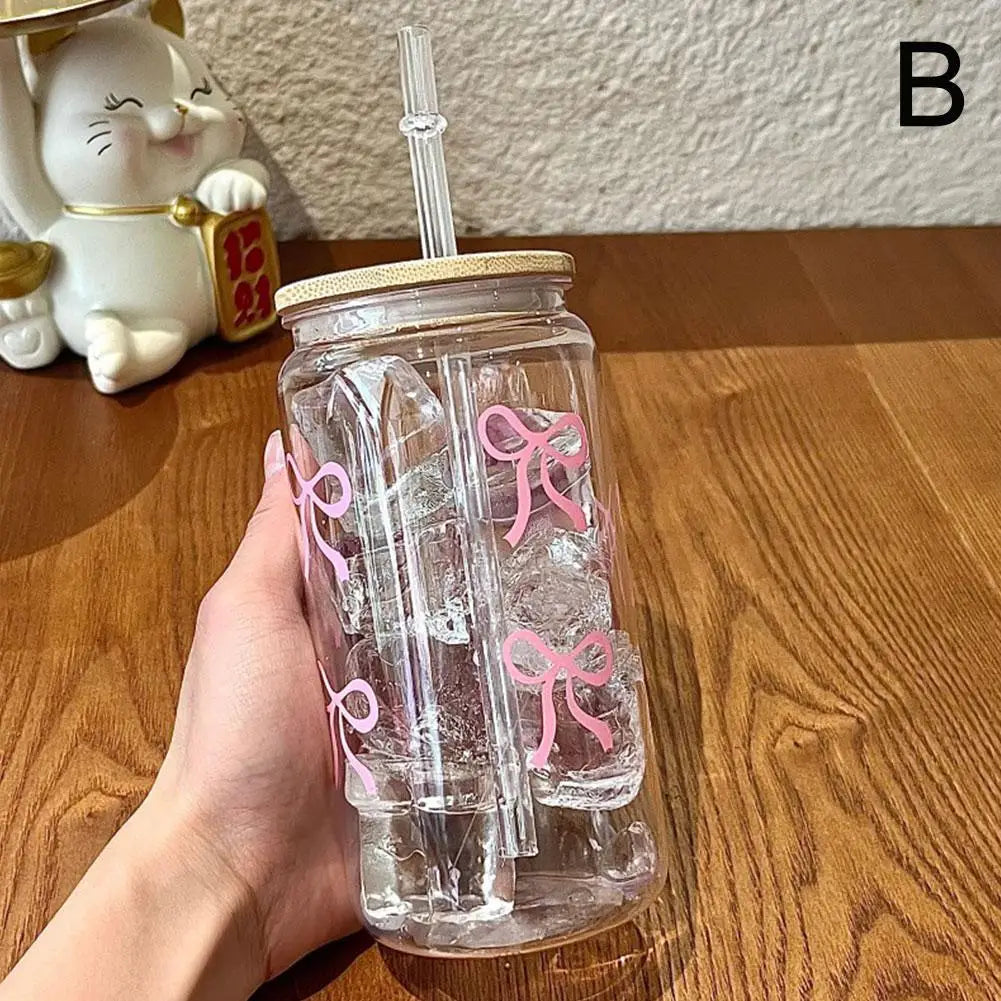 Pink Bow Aesthetic Drinking Cup