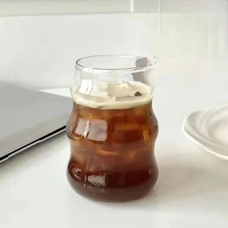 Modern Borosilicate Glass Coffee Cup with Straw & Lid