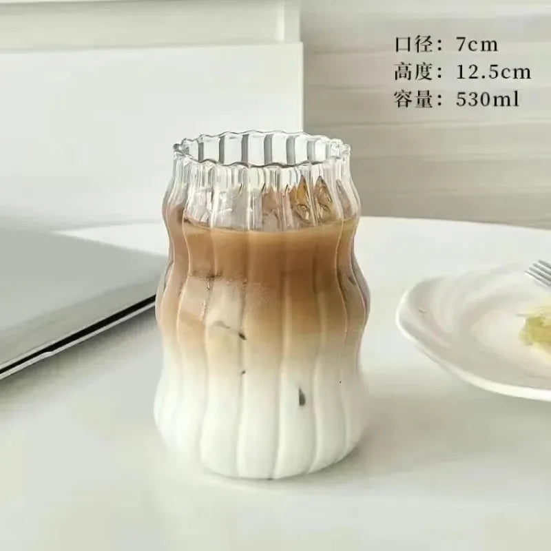 Modern Borosilicate Glass Coffee Cup with Straw & Lid