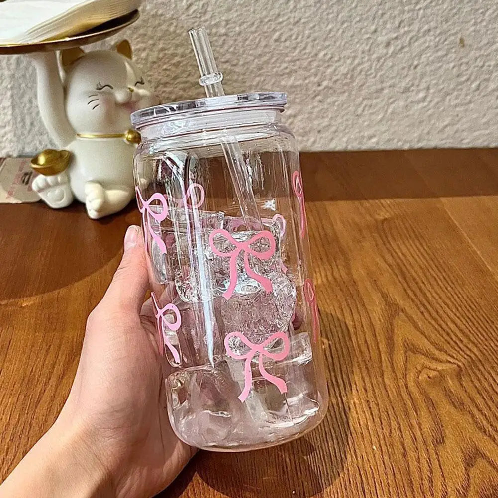 Pink Bow Aesthetic Drinking Cup