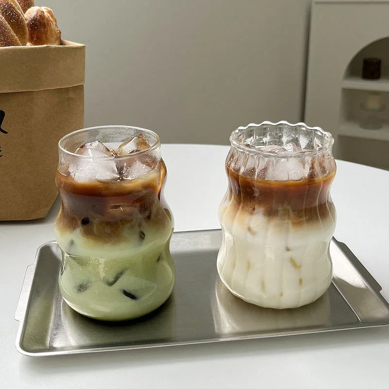 Modern Borosilicate Glass Coffee Cup with Straw & Lid