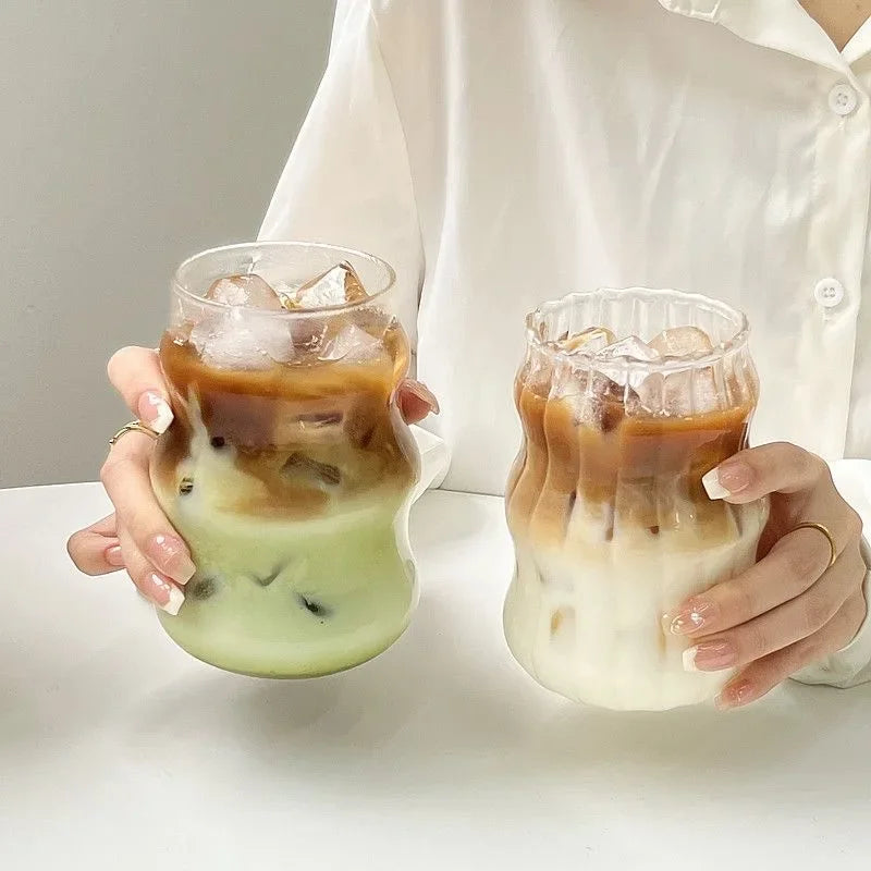 Modern Borosilicate Glass Coffee Cup with Straw & Lid